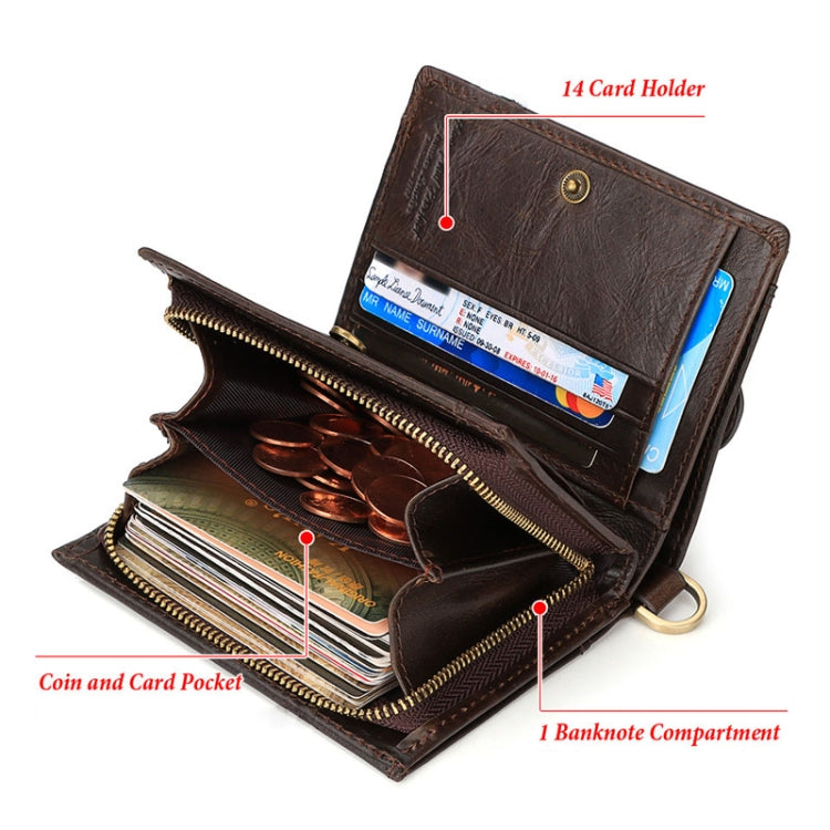 HUMERPAUL BP950 RFID Anti-Magnetic Men Wallet Large Capacity Multi-Card Solt Pocket(Brown) - free shipping - PMC TechLife - Order now!