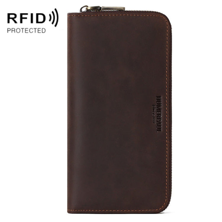 HUMERPAUL BP816 RFID Anti-Magnetic Men Long Wallet Business Retro Multi-Card Solt Handbag(Brown) - free shipping - PMC TechLife - Order now!