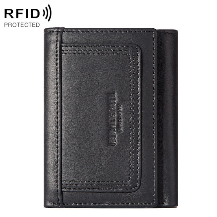 HUMERPAUL BP992 RFID Anti-Magnetic Multi-Card Position Zipper Coin Purse Leather Men Wallet(Black) - free shipping - PMC TechLife - Order now!