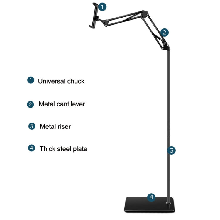 155cm Live Broadcast Bedside Cantilever Floor Bracket Desktop Floor Model (White) - Lazy Bracket by PMC Jewellery | Online Shopping South Africa | PMC Jewellery