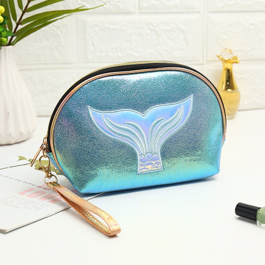 Semicircle Cartoon Fishtail Laser Makeup Toiletry Bag(Lake Blue) - Storage Boxes by PMC Jewellery | Online Shopping South Africa | PMC Jewellery