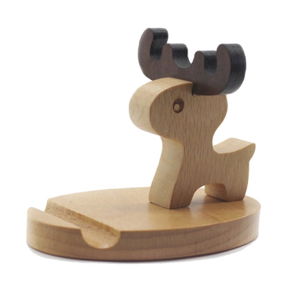 Wooden Mobile Phone Bracket Beech Lazy Mobile Phone Holder,Style: Little Deer With Antlers - Desktop Holder by PMC Jewellery | Online Shopping South Africa | PMC Jewellery