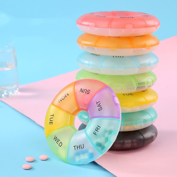 2 PCS Round 7 Days Rainbow Color Portable Pill Box Plastic Seven Grid(Light Blue) - free shipping - PMC TechLife - Order now!
