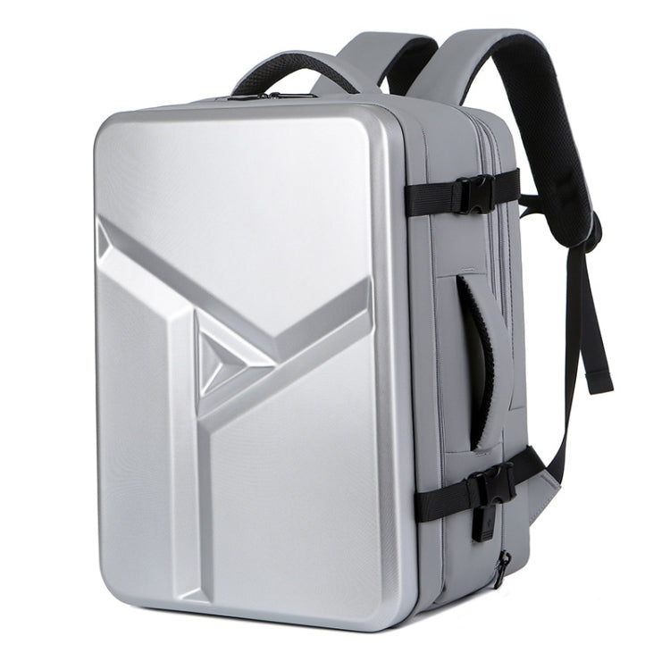 Large-capacity Waterproof Expandable Hard Shell Backpack with USB Charging Hole(161 Light Grey) - Backpack by PMC Jewellery | Online Shopping South Africa | PMC Jewellery
