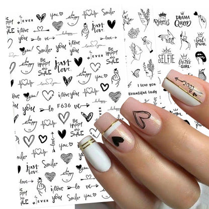 10 PCS Cartoon Heart Letters Comic Character Nail Art Sticker 3D Adhesive Nail Stickers(F106) - Nail Stickers by PMC Jewellery | Online Shopping South Africa | PMC Jewellery