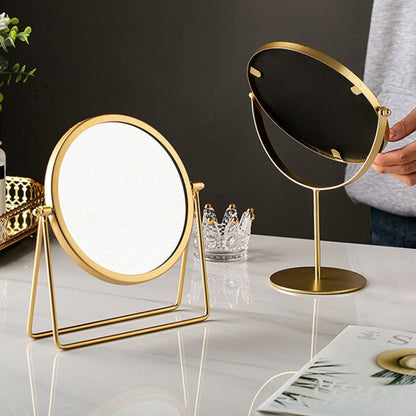 Desktop Makeup Mirror Simple Portable Mirror Rotating Dressing Mirror,Style: Gold Stand Model - Mirror by PMC Jewellery | Online Shopping South Africa | PMC Jewellery