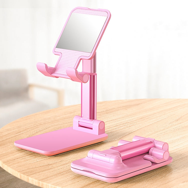 SSKY X5 Desktop Phone Live Foldable Tablet Bracket, Style: With Mirror Version (Pink) - Desktop Holder by SSKY | Online Shopping South Africa | PMC Jewellery