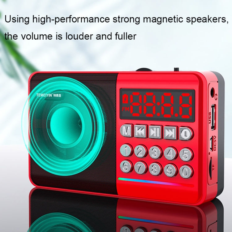 TEMEIYIN LED Digital Display Card Bluetooth Radio Speaker Morning Exercise Portable Player, Color: Red - Desktop Speaker by TEMEIYIN | Online Shopping South Africa | PMC TechLife | Buy Now Pay Later Mobicred