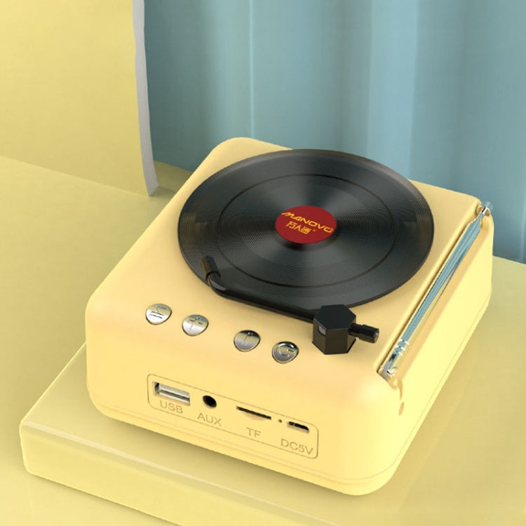 Manovo H3 Macaron Vinyl Record Player Bluetooth Speaker Retro Radio Stereo(Yellow) - Mini Speaker by Manovo | Online Shopping South Africa | PMC Jewellery | Buy Now Pay Later Mobicred