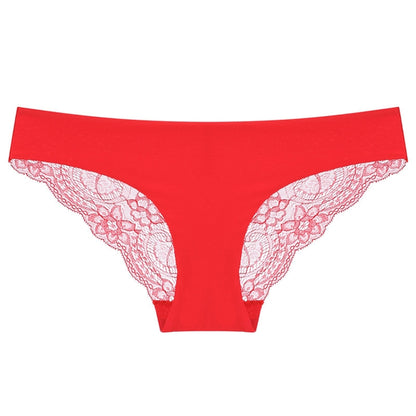 606 3pcs Sexy Lace One-piece Perspective Low-waist Ladies Underwear, Size: S(Red) - Ladies Underwear by PMC Jewellery | Online Shopping South Africa | PMC Jewellery
