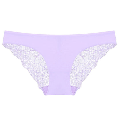 606 3pcs Sexy Lace One-piece Perspective Low-waist Ladies Underwear, Size: M(Light Purple) - Ladies Underwear by PMC Jewellery | Online Shopping South Africa | PMC Jewellery