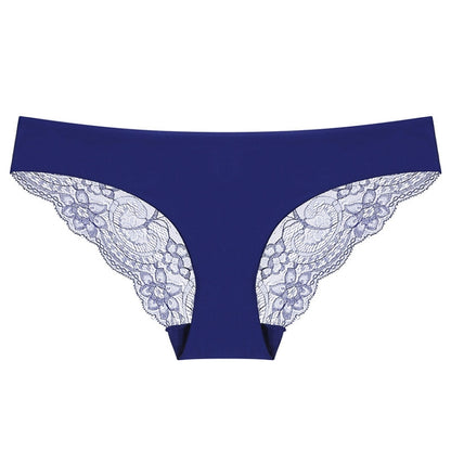 606 3pcs Sexy Lace One-piece Perspective Low-waist Ladies Underwear, Size: L(Blue) - Ladies Underwear by PMC Jewellery | Online Shopping South Africa | PMC Jewellery