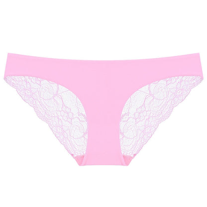 606 3pcs Sexy Lace One-piece Perspective Low-waist Ladies Underwear, Size: XL(Pink) - Ladies Underwear by PMC Jewellery | Online Shopping South Africa | PMC Jewellery