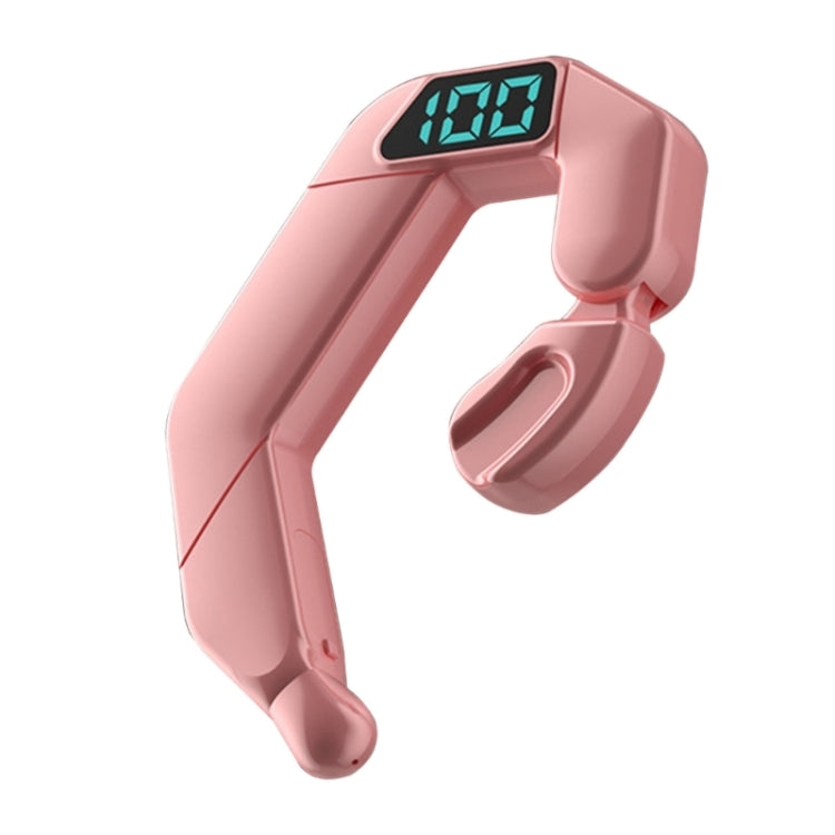 V19 Bone Conduction Digital Display Stereo Hanging Ear Sports Bluetooth Headset(Pink) - Bluetooth Earphone by PMC TechLife | Online Shopping South Africa | PMC TechLife