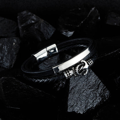 OPK 1373 Stainless Steel Boat Anchor Men Leather Bracelet Multi-layer Woven Vintage Bracelets - Bracelets by OPK | Online Shopping South Africa | PMC Jewellery | Buy Now Pay Later Mobicred