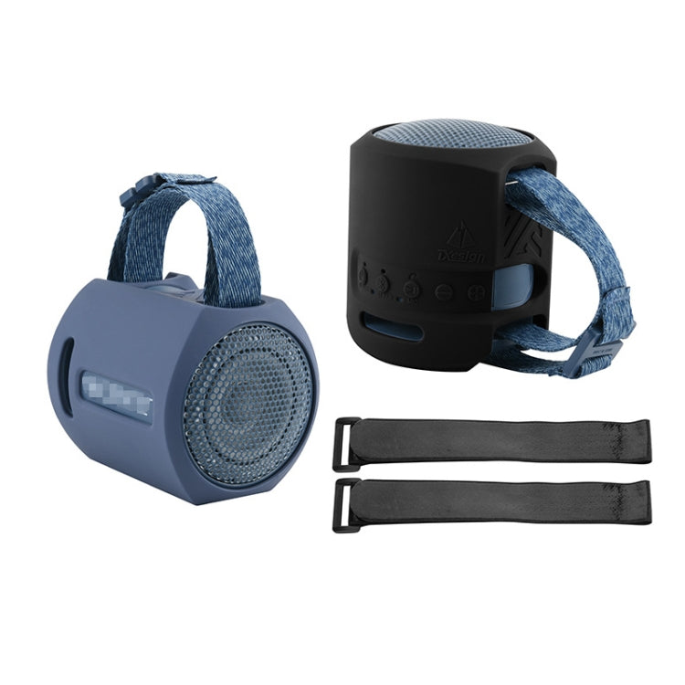 For Sony SRS-XB13 Speaker Silicone Case With Hook And Loop Fastener Strap(Black) - Protective Case by PMC TechLife | Online Shopping South Africa | PMC TechLife