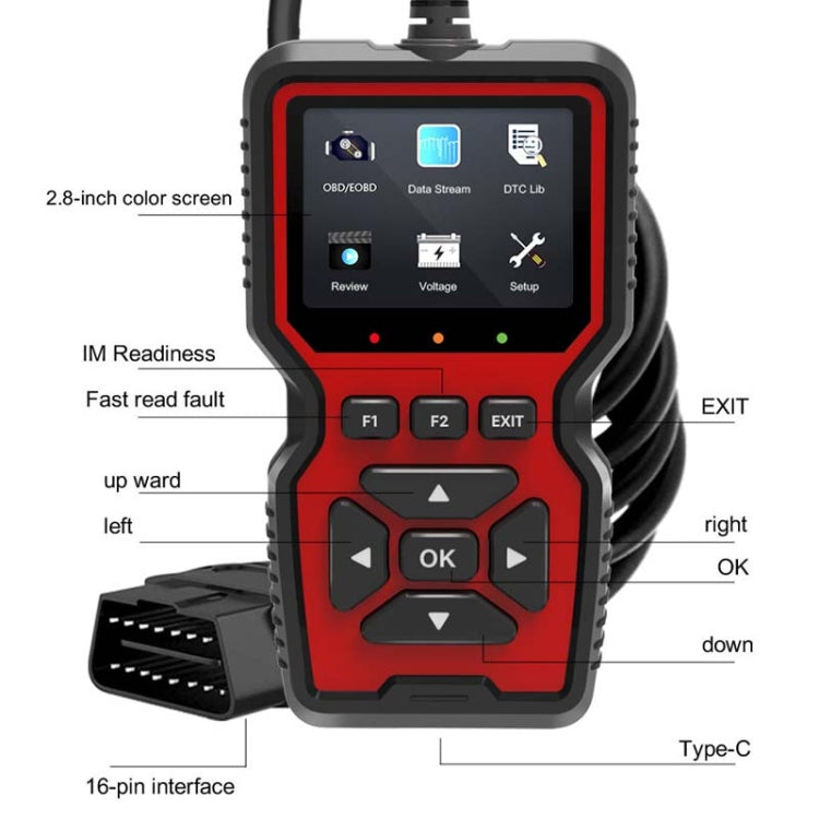V519 OBD2 Colorful Screen Car Fault Detector - Code Readers & Scan Tools by PMC TechLife | Online Shopping South Africa | PMC TechLife