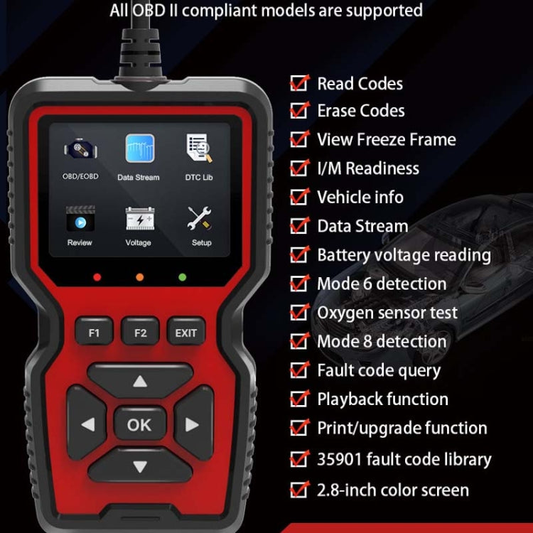 V519 OBD2 Colorful Screen Car Fault Detector - Code Readers & Scan Tools by PMC TechLife | Online Shopping South Africa | PMC TechLife