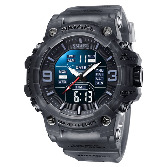 SMAEL 8049 Waterproof Sports Watch Men Multi-function Night Light Electronic Watch(Transparent Gray) - Leather Strap Watches by SMAEL | Online Shopping South Africa | PMC Jewellery | Buy Now Pay Later Mobicred