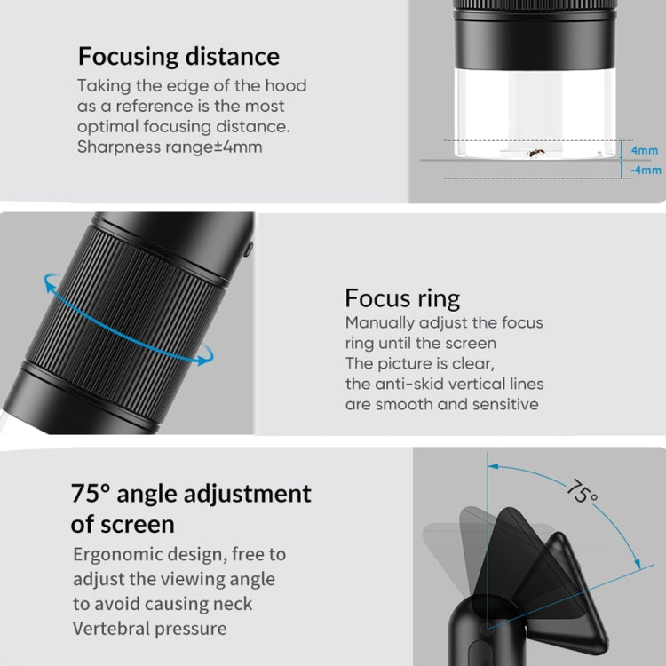 Apexel APL-MS008 Circuit Board Detection Amplification Delay Photography HD Microscopic Lens With Screen(Black) - free shipping - PMC TechLife - Order now!