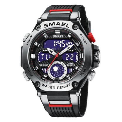 SMAEL 8069 Outdoor Multifunctional Waterproof Sports Alloy Luminous Watch(Black Silver) - LED Digital Watches by SMAEL | Online Shopping South Africa | PMC Jewellery | Buy Now Pay Later Mobicred