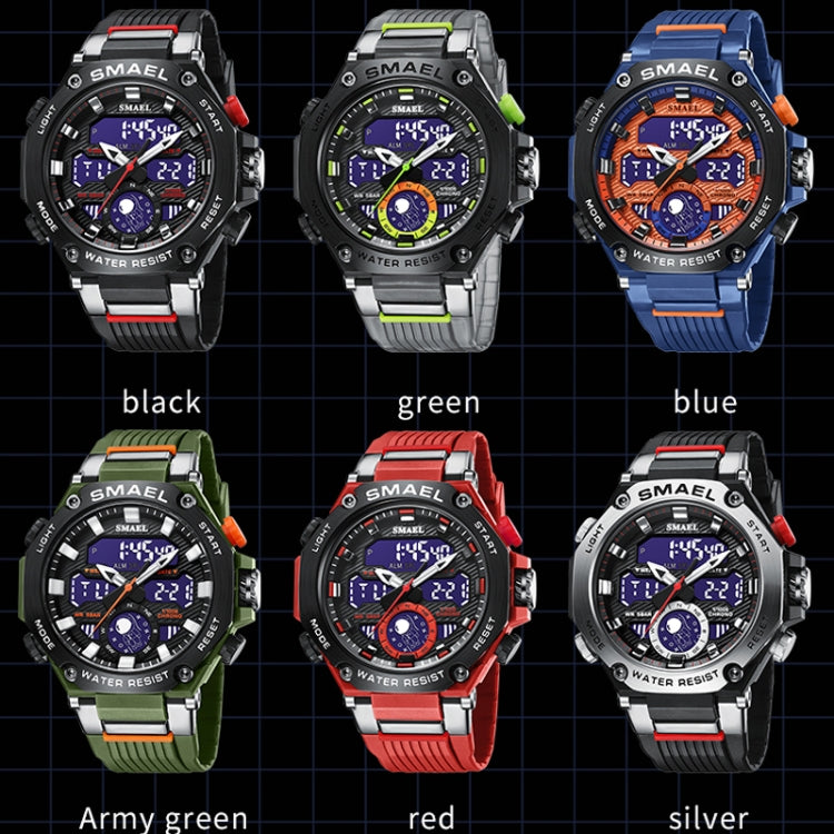 SMAEL 8069 Outdoor Multifunctional Waterproof Sports Alloy Luminous Watch(Black Silver) - LED Digital Watches by SMAEL | Online Shopping South Africa | PMC Jewellery | Buy Now Pay Later Mobicred