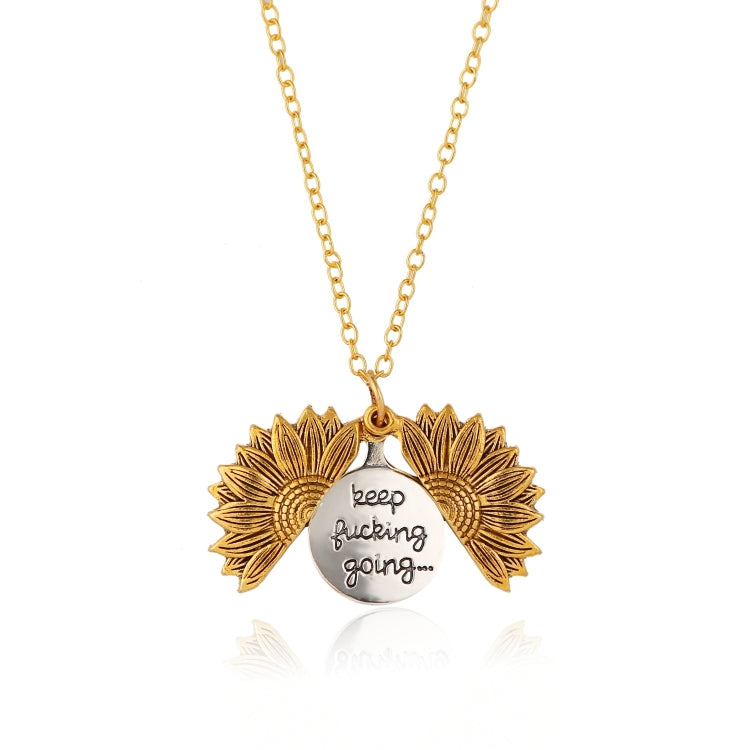 N2003-22 Ancient Gold Necklace Alloy Sunflowers Shape Can Open Double Side Engraving Accessories Pendant - Clothing & Beauty by PMC Jewellery | Online Shopping South Africa | PMC Jewellery