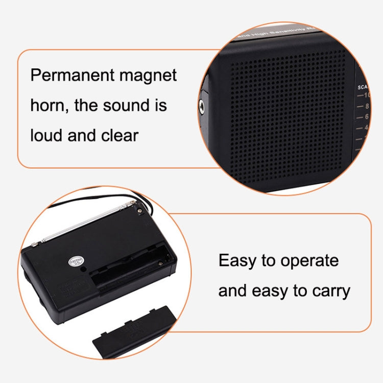 BAIJIALI BJL228 Retro Portable Two Band FM AM Radio Built-in Speaker(Black) - Radio Player by BAIJIALI | Online Shopping South Africa | PMC TechLife | Buy Now Pay Later Mobicred