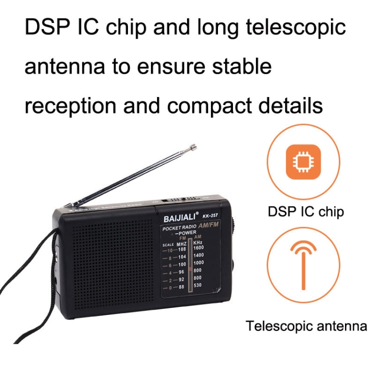 BAIJIALI BJL228 Retro Portable Two Band FM AM Radio Built-in Speaker(Black) - Radio Player by BAIJIALI | Online Shopping South Africa | PMC TechLife | Buy Now Pay Later Mobicred