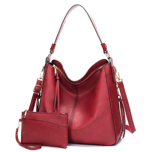 7871 Large Capacity Adjustable Leather Tote Bag Multi-compartment Shoulder Bag, Color: 2-In-1 Red - Handbags by PMC Jewellery | Online Shopping South Africa | PMC Jewellery