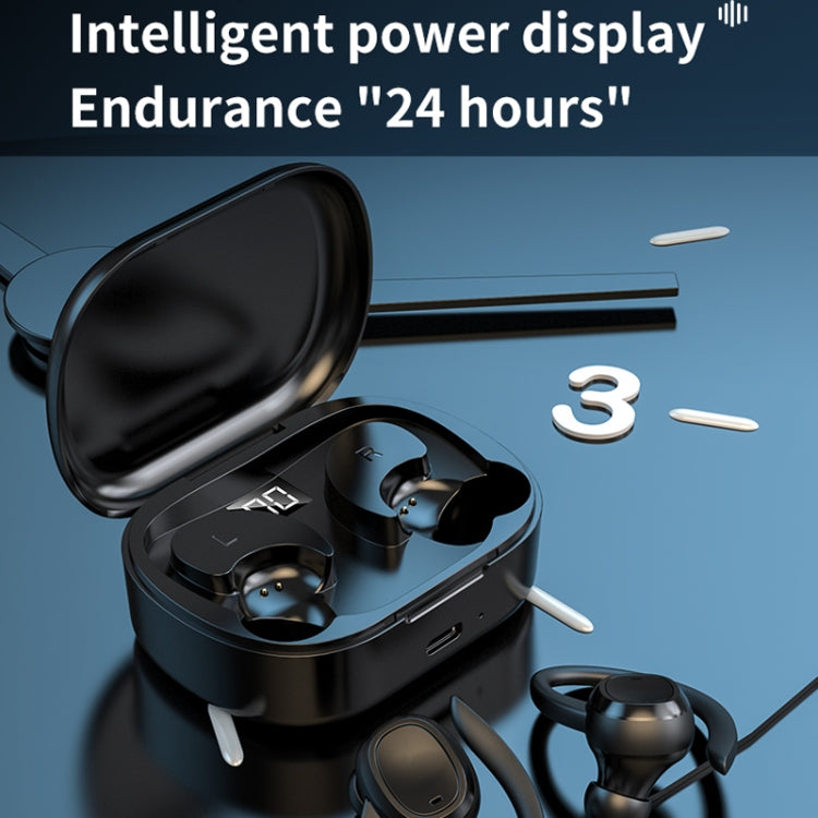 S260 Hanging Ear With Charging Bin Digital Display Stereo Bluetooth Earphones(Black) - Bluetooth Earphone by PMC TechLife | Online Shopping South Africa | PMC TechLife