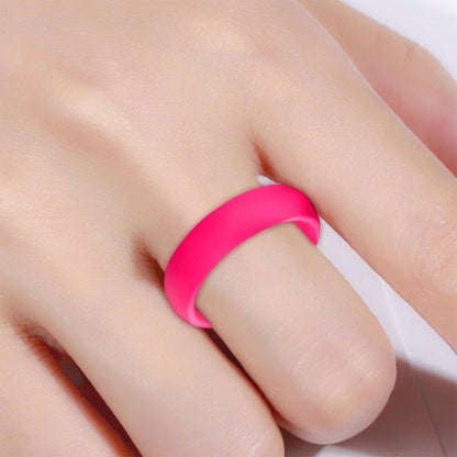 SH100 5.7mm Wide Silicone Ring Glitter Couple Ring No.6(Rose red) - Rings by PMC Jewellery | Online Shopping South Africa | PMC Jewellery