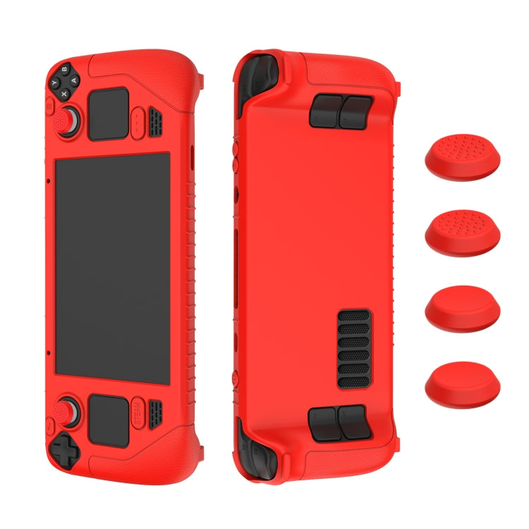 For Steam Deck Game Controller Soft Silicone Protective Cover Case With 4pcs Key Cap(Red) - Accessories by PMC Jewellery | Online Shopping South Africa | PMC Jewellery