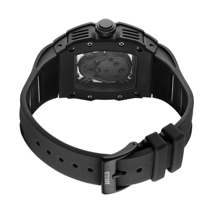 BAOGELA 224141 Hollow Skull Luminous Sports 304 Stainless Steel Silicone Men Watch(Black Shell Rose Face Black Belt) - Silicone Strap Watches by BAOGELA | Online Shopping South Africa | PMC Jewellery