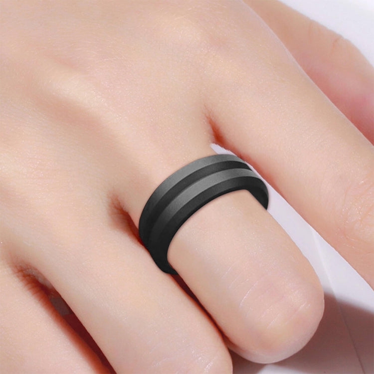 SiR053 V Shaped Grooved Edge Silicone Ring Outdoor Sports Couple Ring No.9(Deep Gray) - Rings by PMC Jewellery | Online Shopping South Africa | PMC Jewellery