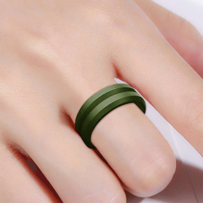 SiR053 V Shaped Grooved Edge Silicone Ring Outdoor Sports Couple Ring No.13(Army Green) - Rings by PMC Jewellery | Online Shopping South Africa | PMC Jewellery