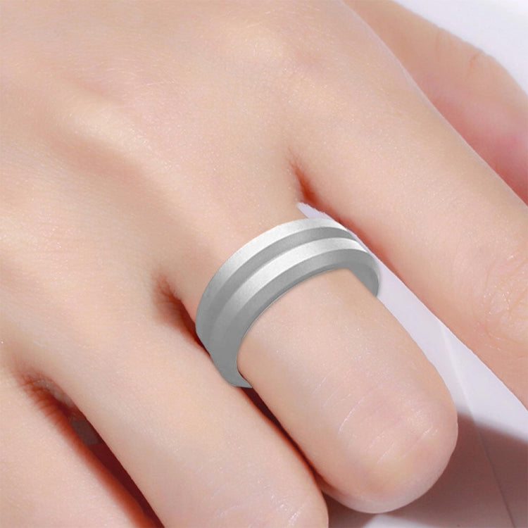 SiR053 V Shaped Grooved Edge Silicone Ring Outdoor Sports Couple Ring No.14(Silver) - Rings by PMC Jewellery | Online Shopping South Africa | PMC Jewellery