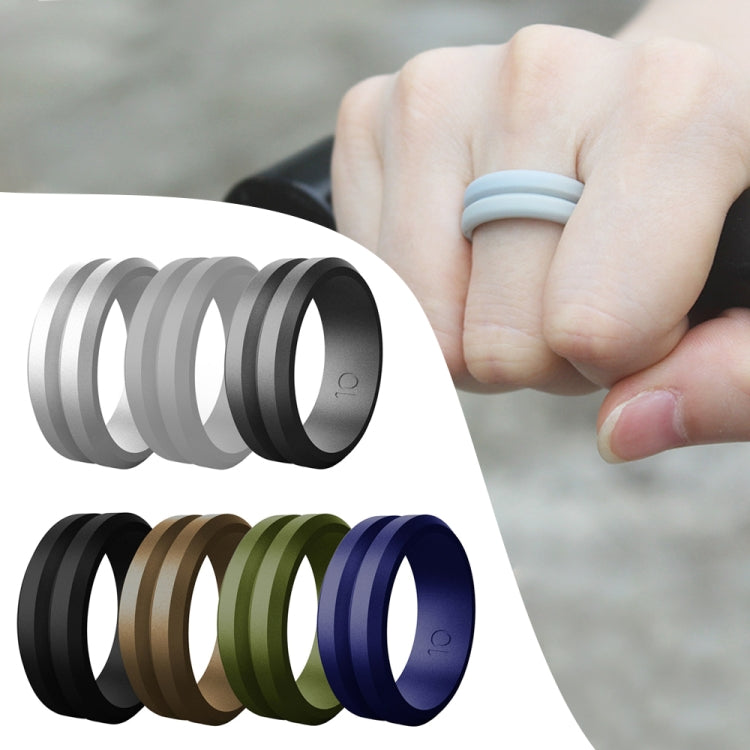 SiR053 V Shaped Grooved Edge Silicone Ring Outdoor Sports Couple Ring No.8(Black) - Rings by PMC Jewellery | Online Shopping South Africa | PMC Jewellery