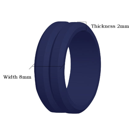 SiR053 V Shaped Grooved Edge Silicone Ring Outdoor Sports Couple Ring No.11(Black) - Rings by PMC Jewellery | Online Shopping South Africa | PMC Jewellery