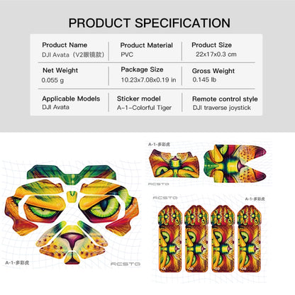 For DJI Avata RCSTQ Body Sticker For Goggles 2 Glasses PVC Colorful Sticker Set(Camouflage Yellow Black) -  by RCSTQ | Online Shopping South Africa | PMC Jewellery
