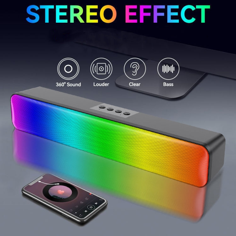 E-3562 Desktop Long Strip Multifunctional RGB Colorful Light Bluetooth Wireless Speaker(Black) - Desktop Speaker by PMC Jewellery | Online Shopping South Africa | PMC Jewellery