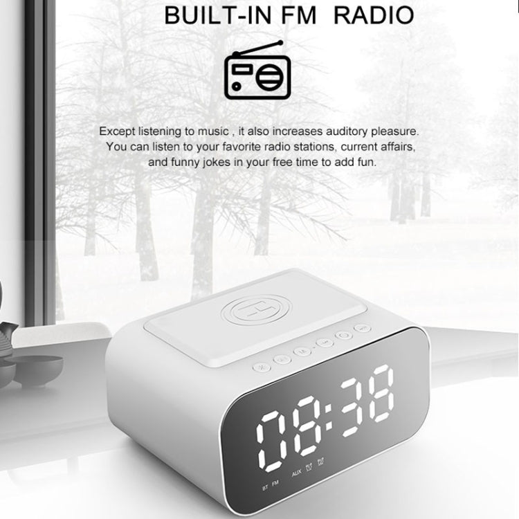 BT510 15W LED Clock Wireless Charging Bluetooth Speaker Multifunctional Smart Mirror Alarm Clock Audio(Iron Black) - Desktop Speaker by PMC TechLife | Online Shopping South Africa | PMC TechLife