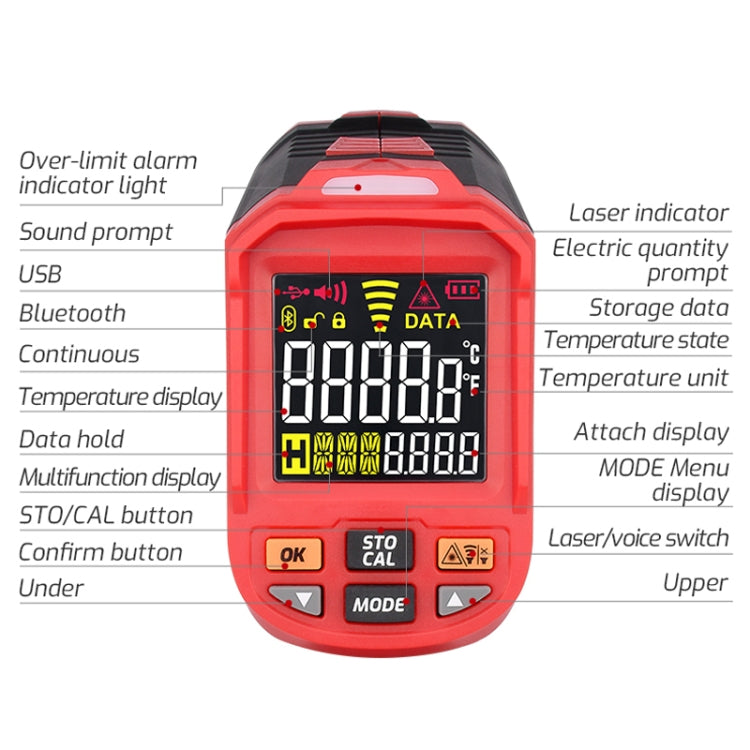 TASI TA603A -32-1080 degrees Celsius Color Screen Infrared Thermometer Industrial Electronic Thermometer - Thermostat & Thermometer by TASI | Online Shopping South Africa | PMC Jewellery | Buy Now Pay Later Mobicred