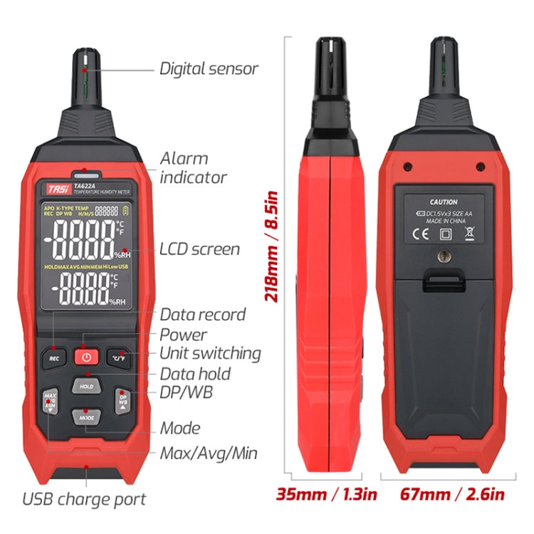 TASI TA622B USB Computer Connection Temperature Humidity Meter Digital Dew Point Thermometer - Thermostat & Thermometer by TASI | Online Shopping South Africa | PMC Jewellery | Buy Now Pay Later Mobicred