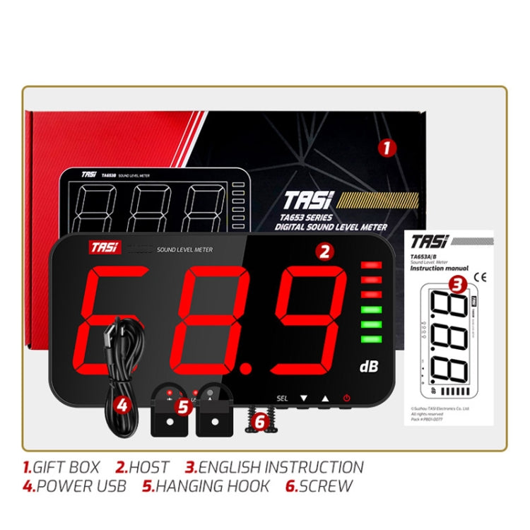 TASI TA653A Large Screen Wall-Mounted Noise Meter Decibel Detector - Light & Sound Meter by TASI | Online Shopping South Africa | PMC Jewellery | Buy Now Pay Later Mobicred