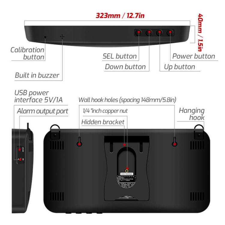 TASI TA654A Large Screen Wall-Mounted Noise Meter Decibel Detector - Light & Sound Meter by TASI | Online Shopping South Africa | PMC Jewellery | Buy Now Pay Later Mobicred