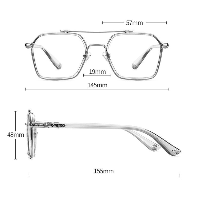 A5 Double Beam Polarized Color Changing Myopic Glasses, Lens: -100 Degrees Change Tea Color(Black Silver Frame) - Plain Glass Spectacles by PMC Jewellery | Online Shopping South Africa | PMC Jewellery