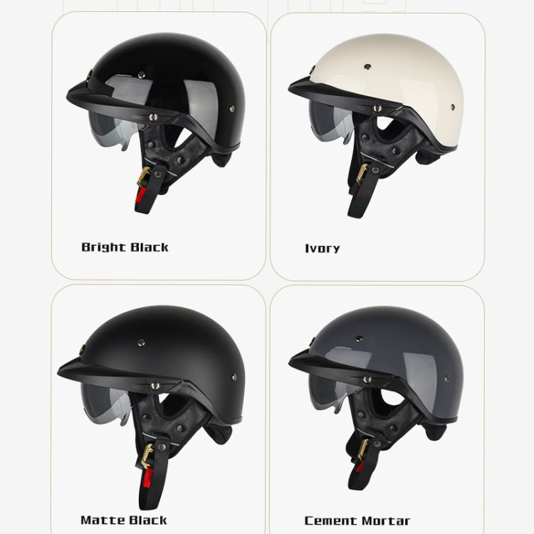 SOMAN Motorcycle Half Helmet Adjustable Helmet With Inner Mirror, Size: XL(Matt Black) - Helmets by SOMAN | Online Shopping South Africa | PMC Jewellery | Buy Now Pay Later Mobicred