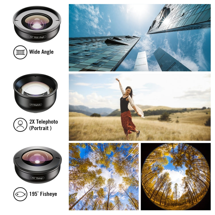 APEXEL APL-HB5 5 in 1 Wide Angle Macro Fisheye HD External Mobile Phone Lens(Set) - free shipping - PMC TechLife - Order now!