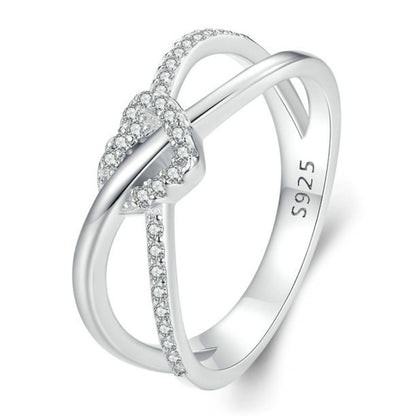 S925 Sterling Silver Plated Gold Heart-Shaped Wrap Double-Layer Rings, Size: 7(BSR464) - Rings by PMC Jewellery | Online Shopping South Africa | PMC Jewellery